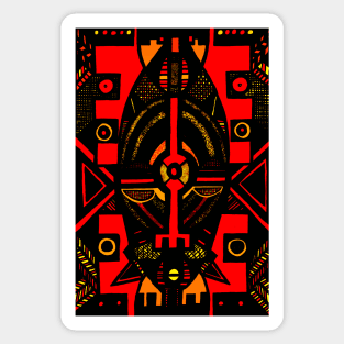 African Mask traditional tribal symbolic pattern design Sticker